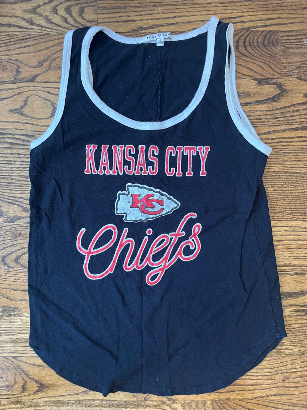 Junk Food Clothing Black Kansas City Chiefs Ringer Tank with White Trim
